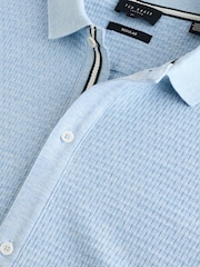 أزرق - Ted Baker Connyr Short Sleeve Regular Button Through Polo Shirt - صورة 8 من 10