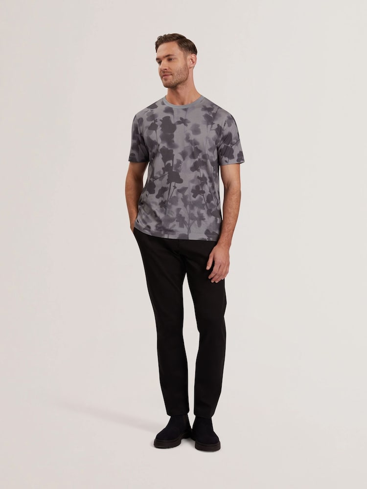 Ted Baker Grey Denniss Regular Floral Print 100% Cotton T-Shirt - Image 2 of 6