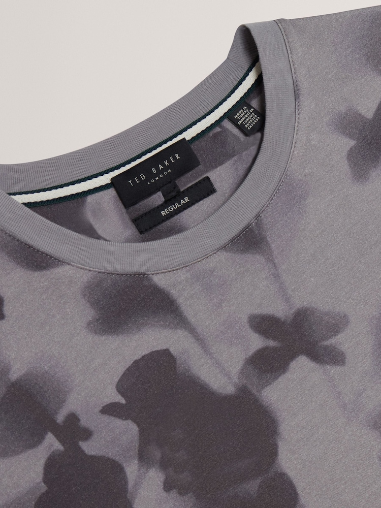 Ted Baker Grey Denniss Regular Floral Print 100% Cotton T-Shirt - Image 6 of 6
