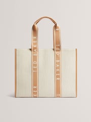 Ted Baker Brown Hayllee-Striped Canvas Large Icon Bag - Image 1 of 4