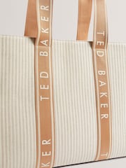 Ted Baker Brown Hayllee-Striped Canvas Large Icon Bag - Image 2 of 4