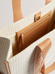 Ted Baker Brown Hayllee-Striped Canvas Large Icon Bag - Image 4 of 4