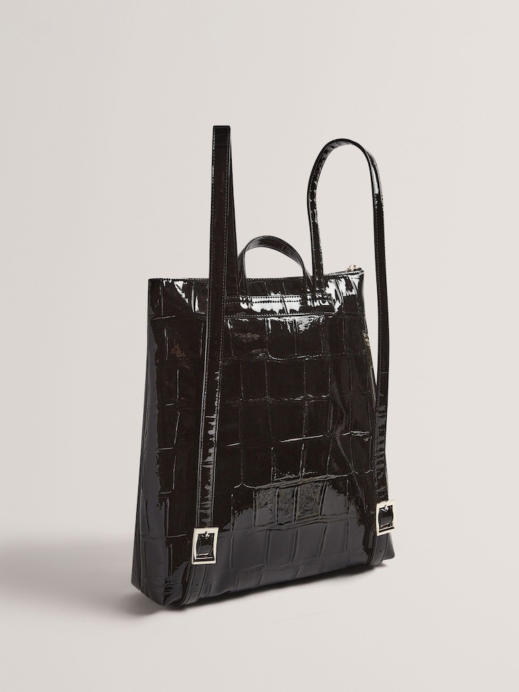 Ted Baker Black Croclee Icon Croc Effect Backpack - Image 4 of 5