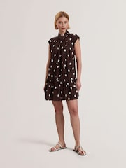 Коричневый - Платье мини без рукавов с шарфовой отделкой Ted Baker Jutuva - Image 1 of 5