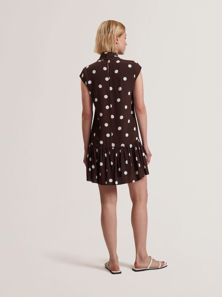 Коричневый - Платье мини без рукавов с шарфовой отделкой Ted Baker Jutuva - Image 2 of 5