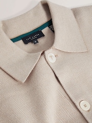 Ted Baker Cream Thimon-Herringbone Button Through Jacket - Image 6 of 6