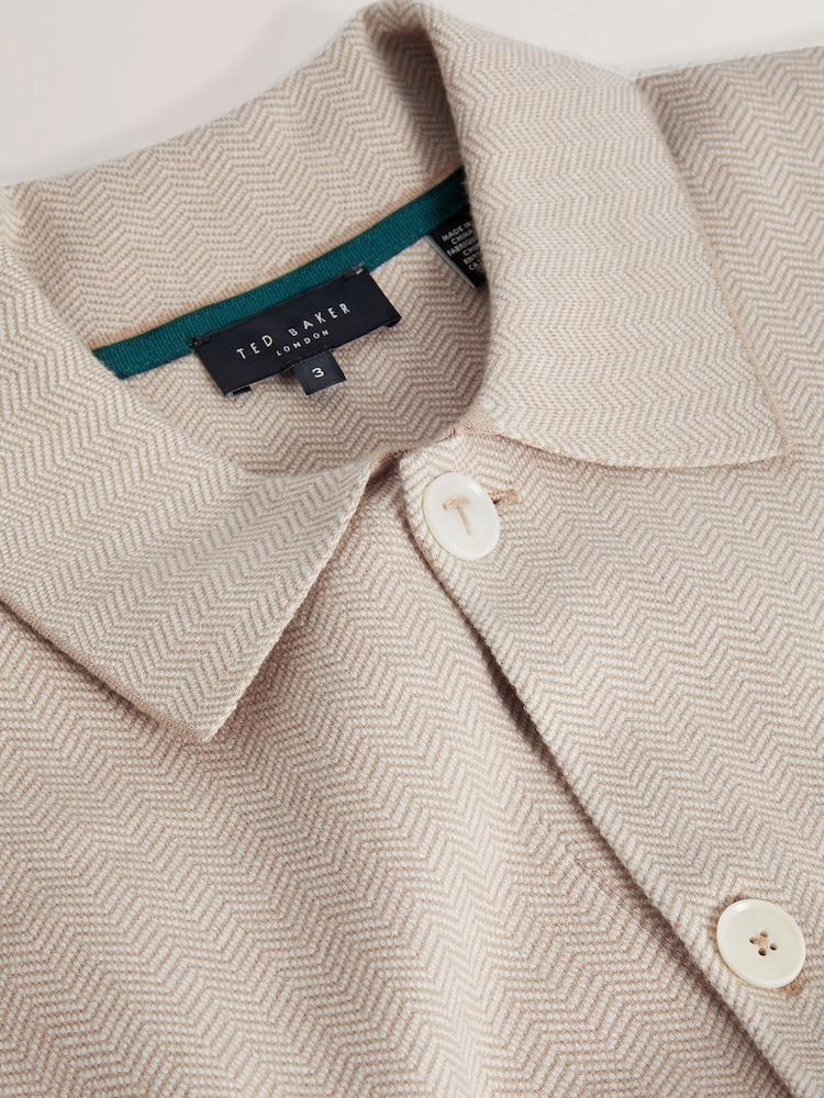 Ted Baker Cream Thimon-Herringbone Button Through Jacket - Image 6 of 6
