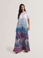 Ted Baker Pink Deeliaa Short Sleeve Pleated Maxi Dress - Image 1 of 5