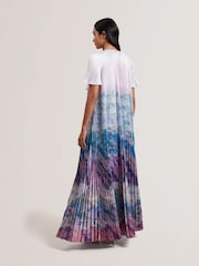 Ted Baker Pink Deeliaa Short Sleeve Pleated Maxi Dress - Image 3 of 5