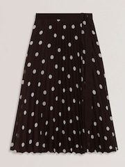 Ted Baker Brown Ereo Polka Dot Pleated Midi Skirt - Image 6 of 6