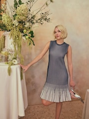 Ted Baker Blue Lilyo Textured Stripe Flippy Skirt Mini Dress - Image 3 of 8