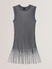 Ted Baker Blue Lilyo Textured Stripe Flippy Skirt Mini Dress - Image 4 of 8
