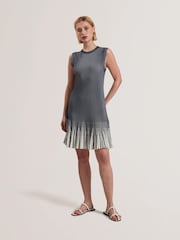 Ted Baker Blue Lilyo Textured Stripe Flippy Skirt Mini Dress - Image 5 of 8
