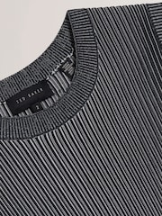 Ted Baker Blue Lilyo Textured Stripe Flippy Skirt Mini Dress - Image 6 of 8