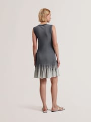 Ted Baker Blue Lilyo Textured Stripe Flippy Skirt Mini Dress - Image 7 of 8