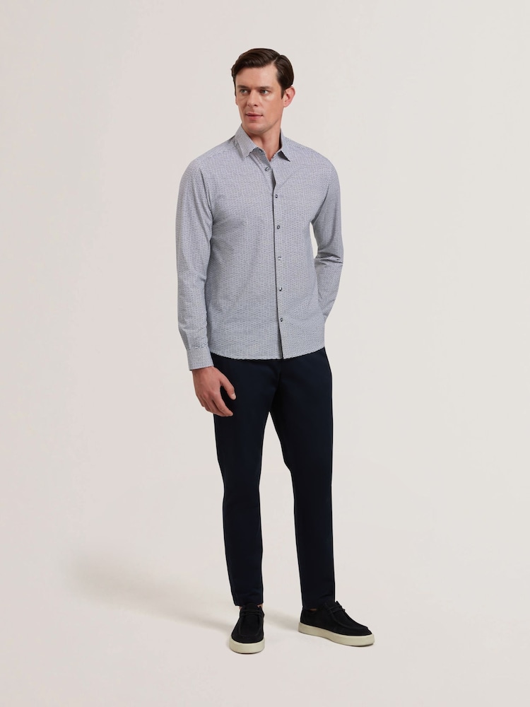 Ted Baker Black Regular Wavey Long Sleeve Geo Print Shirt - Image 2 of 6