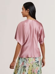 Ted Baker Pink Marada Slouch Sleeve Waisted Top - Image 4 of 6