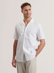 Ted Baker White Oise 100% Cotton Textured Geo Shirt - Image 1 of 5