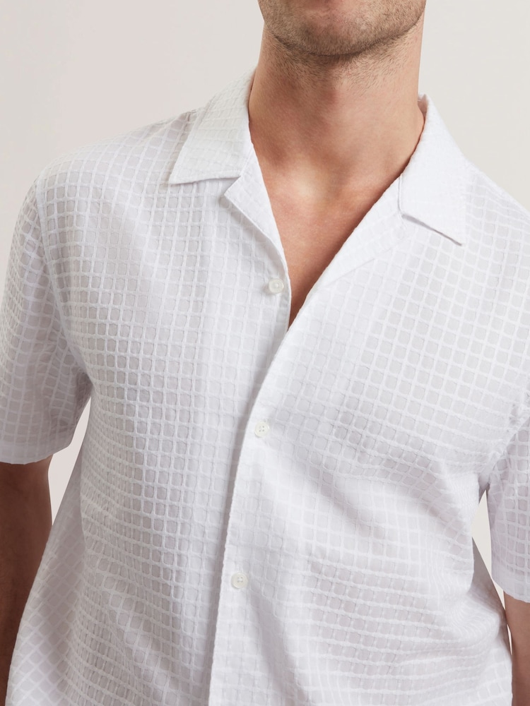 Ted Baker White Oise 100% Cotton Textured Geo Shirt - Image 2 of 5