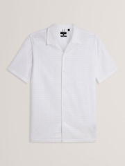 Ted Baker White Oise 100% Cotton Textured Geo Shirt - Image 4 of 5