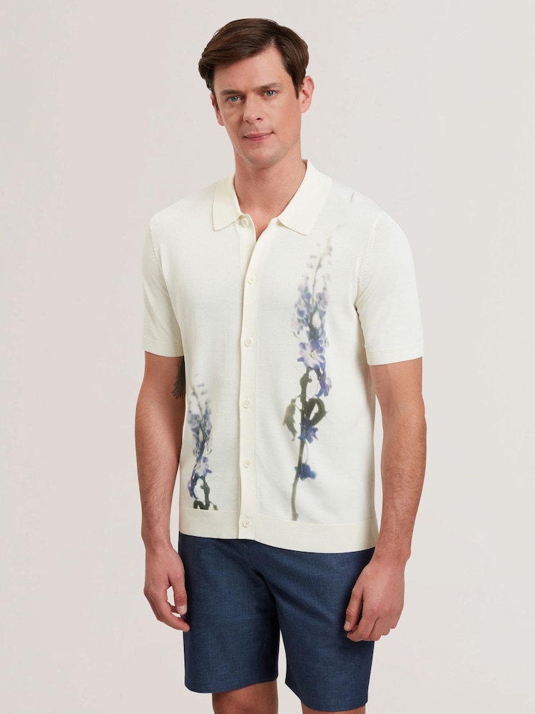Ted Baker Cream Ruits Regular Floral Placement Shirt - Image 1 of 6