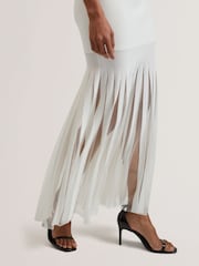 Белый - Ted Baker Suannaa Dropped Waist Knit Bodice Woven Skirt Dress - Image 2 of 5