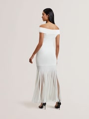 Белый - Ted Baker Suannaa Dropped Waist Knit Bodice Woven Skirt Dress - Image 3 of 5