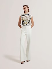 Ted Baker White Indriv-High Waisted Flare Trousers - Image 1 of 6