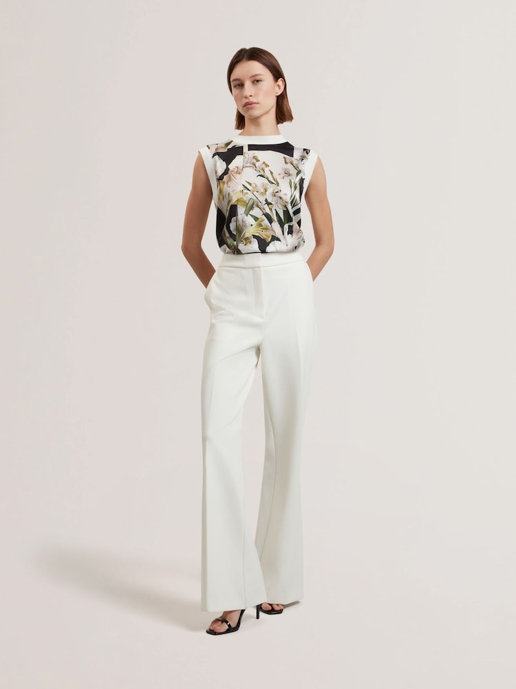 Ted Baker White Indriv-High Waisted Flare Trousers - Image 1 of 6