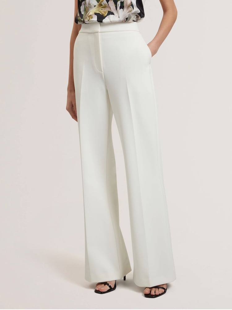 Ted Baker White Indriv-High Waisted Flare Trousers - Image 2 of 6