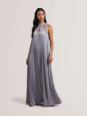 Пурпурный - Платье макси с V-образным вырезом и складками от Ted Baker Akala - Image 1 of 5