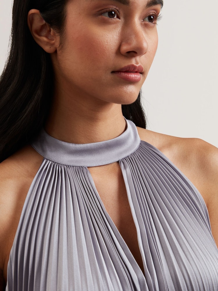 Пурпурный - Платье макси с V-образным вырезом и складками от Ted Baker Akala - Image 2 of 5