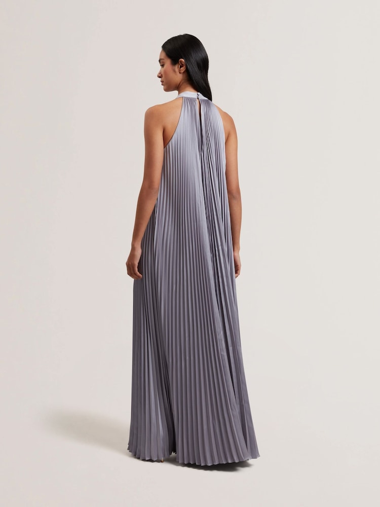 Ted Baker Purple Akala Pleated V-Neck Maxi Dress - Image 3 of 5