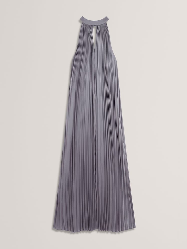 Ted Baker Purple Akala Pleated V-Neck Maxi Dress - Image 4 of 5