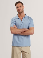 Ted Baker Blue Sky Regular Matejo Short Sleeve Geo Open Neck Polo Shirt - Image 1 of 5
