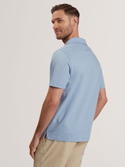 Ted Baker Blue Sky Regular Matejo Short Sleeve Geo Open Neck Polo Shirt - Image 2 of 5
