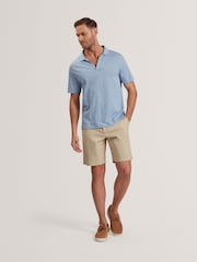 Ted Baker Blue Sky Regular Matejo Short Sleeve Geo Open Neck Polo Shirt - Image 3 of 5