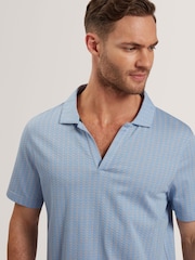 Ted Baker Blue Sky Regular Matejo Short Sleeve Geo Open Neck Polo Shirt - Image 4 of 5