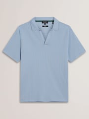 Ted Baker Blue Sky Regular Matejo Short Sleeve Geo Open Neck Polo Shirt - Image 5 of 5