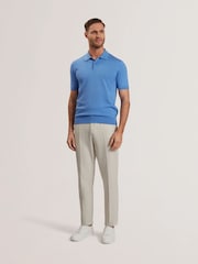 أزرق - Ted Baker Nick Short Sleeve Silk Polo Shirt - صورة 2 من 6