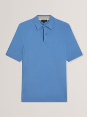 أزرق - Ted Baker Nick Short Sleeve Silk Polo Shirt - صورة 5 من 6