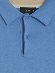 أزرق - Ted Baker Nick Short Sleeve Silk Polo Shirt - صورة 6 من 6