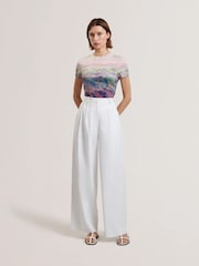 Ted Baker Pink Kaytte Printed Fitted T-Shirt - Image 2 of 6