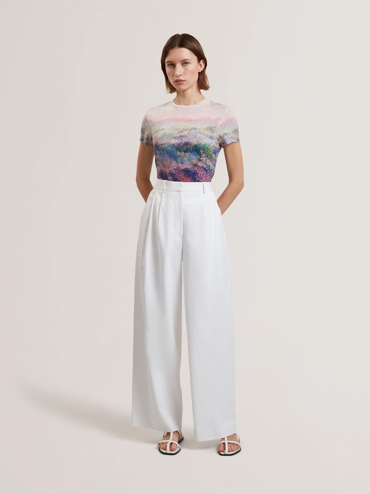 Ted Baker Pink Kaytte Printed Fitted T-Shirt - Image 2 of 6