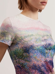 Ted Baker Pink Kaytte Printed Fitted T-Shirt - Image 3 of 6