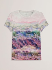 Ted Baker Pink Kaytte Printed Fitted T-Shirt - Image 5 of 6