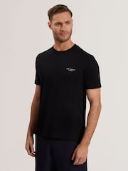 Ted Baker Black Tebars-SS Branded Script 100% Cotton T-Shirt - Image 1 of 9
