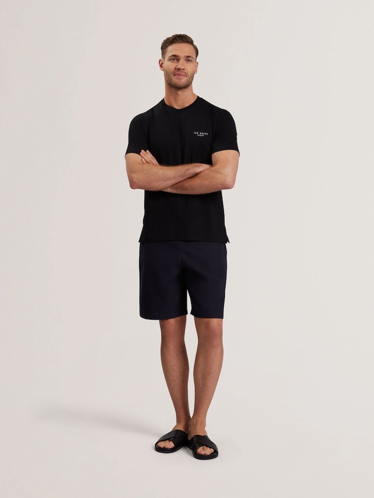 Ted Baker Black Tebars-SS Branded Script 100% Cotton T-Shirt - Image 2 of 9