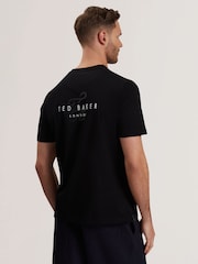 Ted Baker Black Tebars-SS Branded Script 100% Cotton T-Shirt - Image 4 of 9