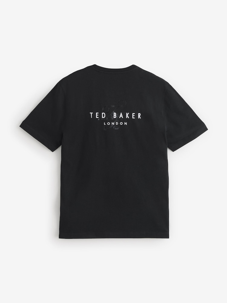 Ted Baker Black Tebars-SS Branded Script 100% Cotton T-Shirt - Image 6 of 9